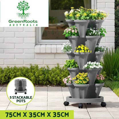 GreenRoots 5-Tier Vertical Planter with Auto-Drainage