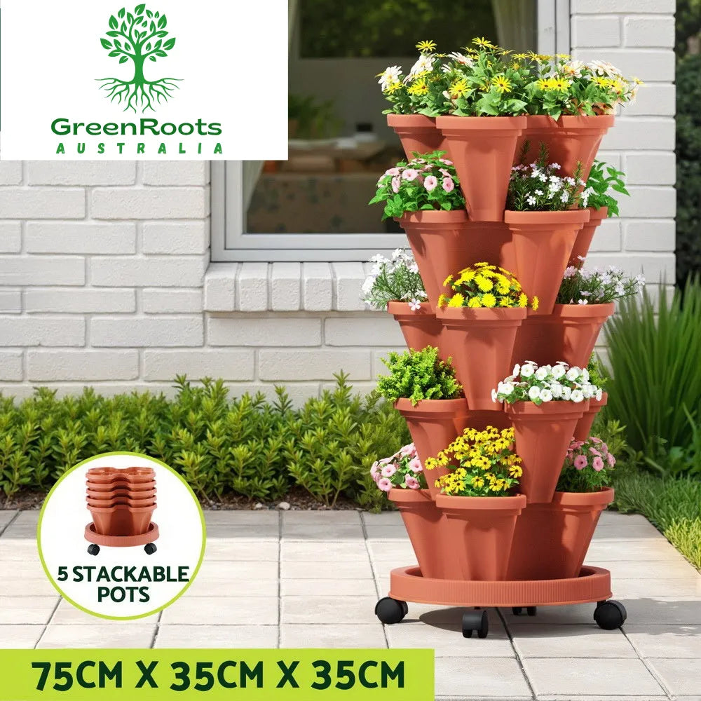 GreenRoots 5-Tier Vertical Planter with Auto-Drainage
