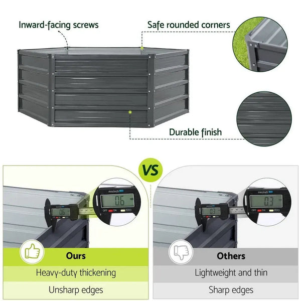 2 x Galvanised Steel Raised Garden Beds (130x130x46cm)