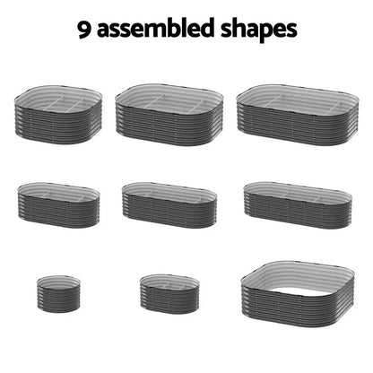 9 in 1 Galvanised Steel Raised Garden Bed (210x80x45cm)