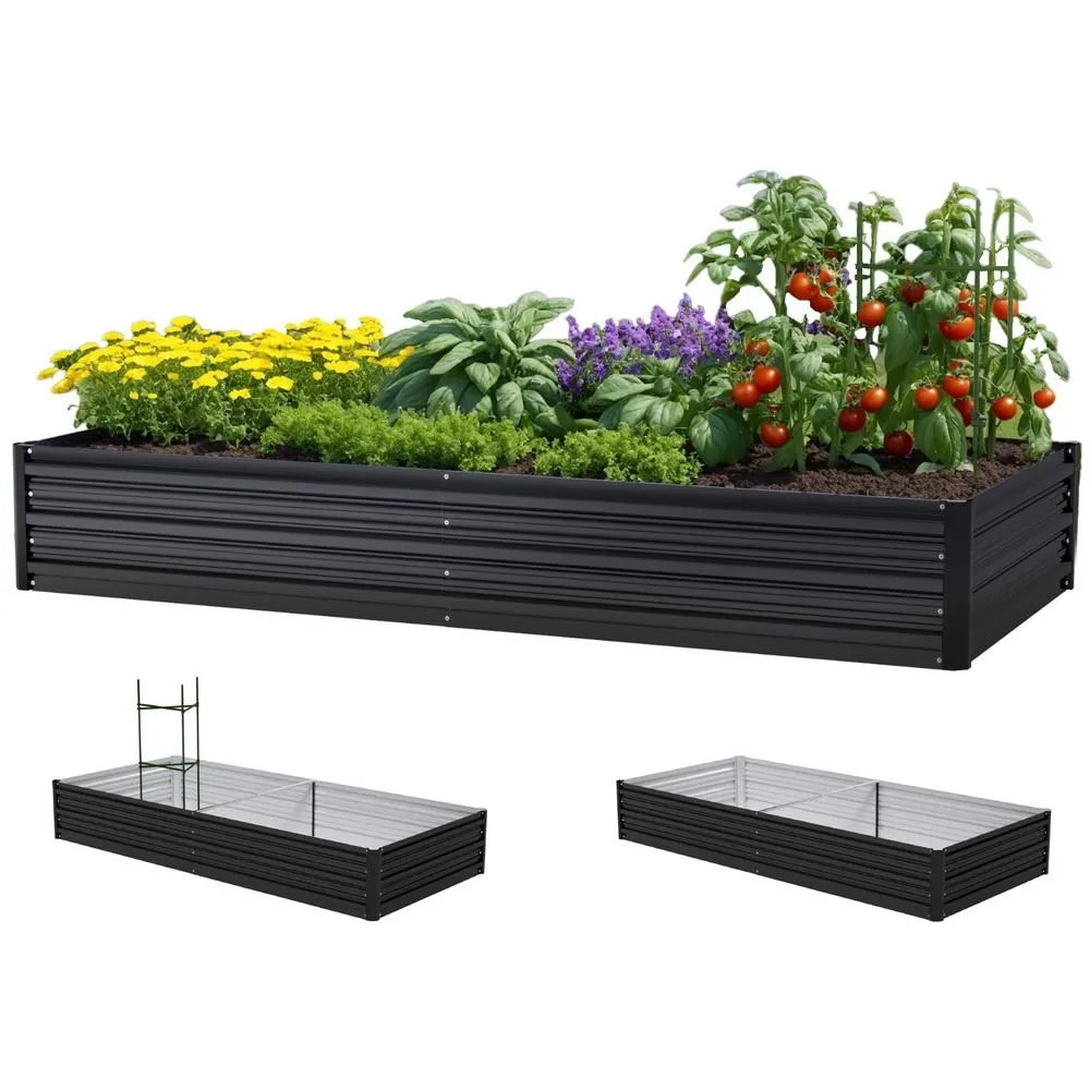 2 in 1 Galvanised Steel Raised Garden Bed (420x90x30cm)