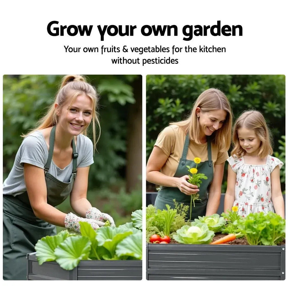 2 x Galvanised Steel Raised Garden Beds (130x130x46cm)