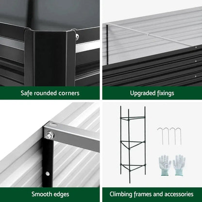 2 in 1 Galvanised Steel Raised Garden Bed (420x90x30cm)