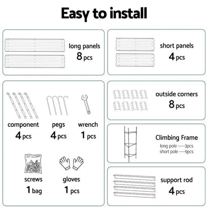 2 in 1 Galvanised Steel Raised Garden Bed (420x90x30cm)