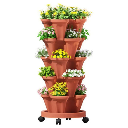 GreenRoots 5-Tier Vertical Planter with Auto-Drainage