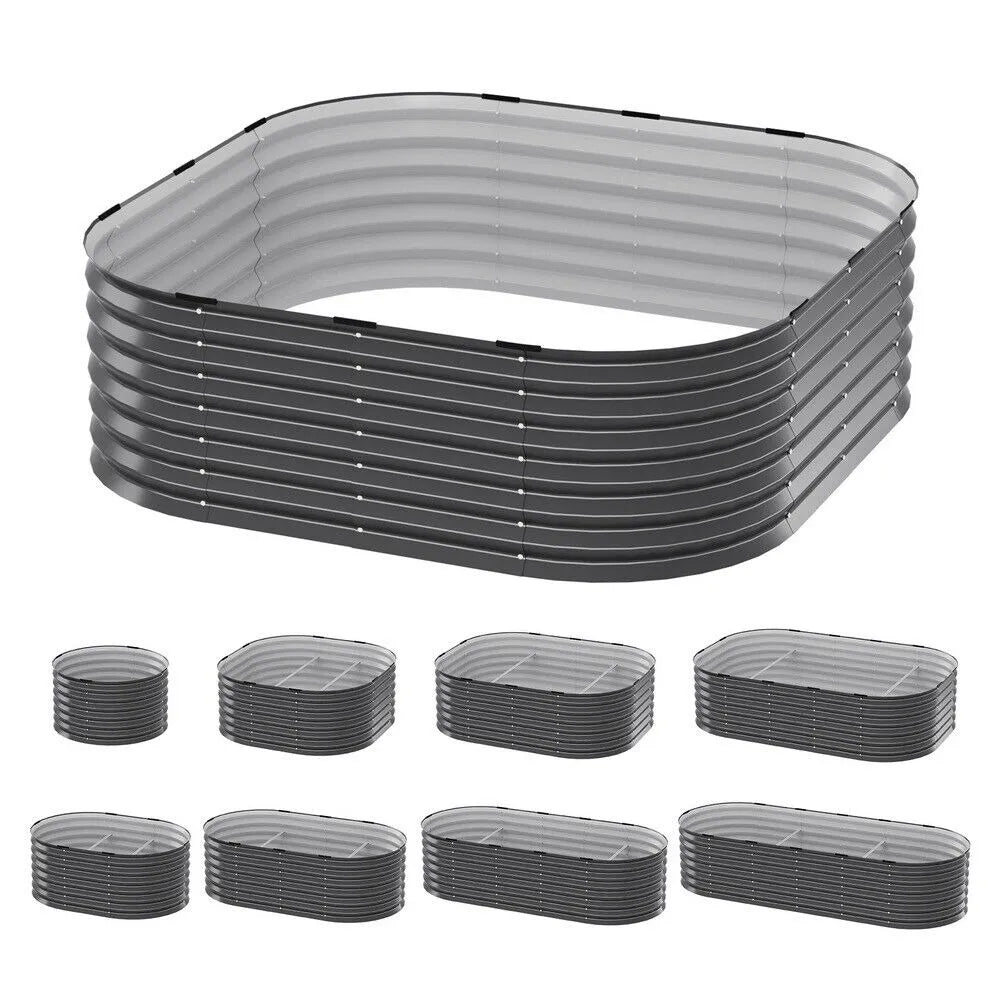 9 in 1 Galvanised Steel Raised Garden Bed (210x80x45cm)
