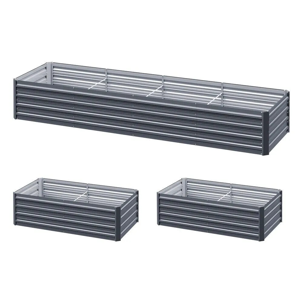 2 in 1 Rectangular Galvanised Steel Raised Garden Bed (240/320x80x45cm)