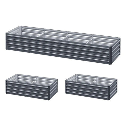 2 in 1 Rectangular Galvanised Steel Raised Garden Bed (240/320x80x45cm)