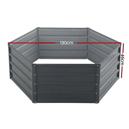 2x Galvanised Steel Raised Garden Beds (130x130x46cm)