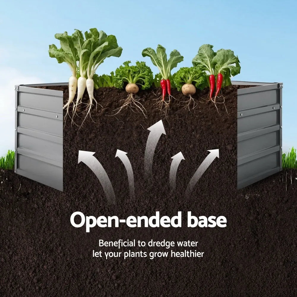 2x Galvanised Steel Raised Garden Beds (130x130x46cm)