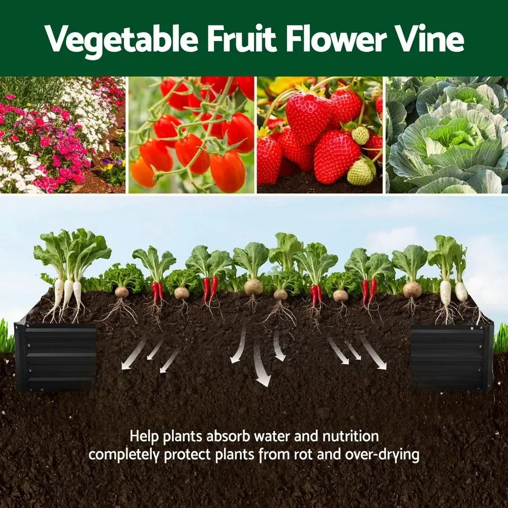 2 in 1 Galvanised Steel Raised Garden Bed (420x90x30cm)