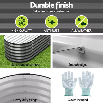 9 in 1 Galvanised Steel Raised Garden Bed (210x80x45cm)