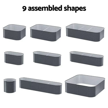 9 in 1 Galvanised Steel Raised Garden Bed (300x60x40/56)