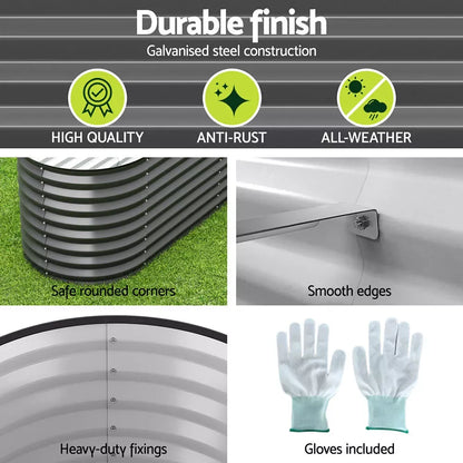 9 in 1 Galvanised Steel Raised Garden Bed (300x60x40/56)